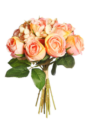 Atado rosas.hortensias x 27cms naranja
