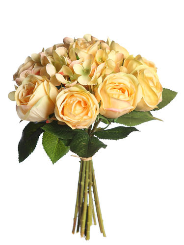 Atado rosas.hortensias x 27cms Crema
