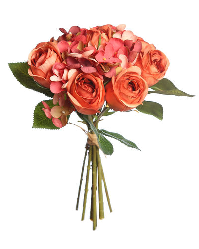 Atado rosas.hortensias x 27cms  calabaza tostado