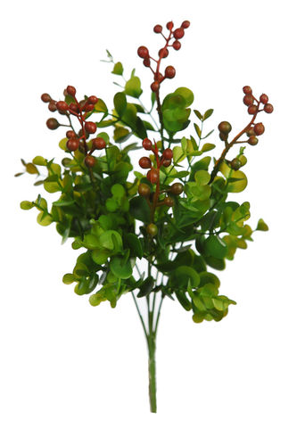 Eucalipto bayas en ramo 28cm  rojo ( caja.12 )
